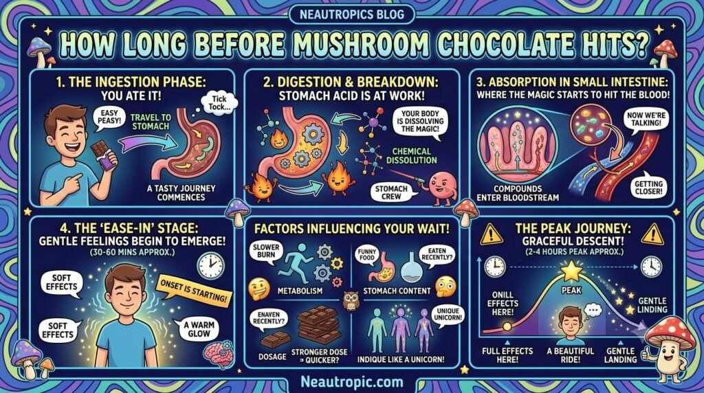 how long before mushroom chocolate hits