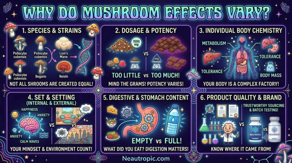 why do mushroom effects vary