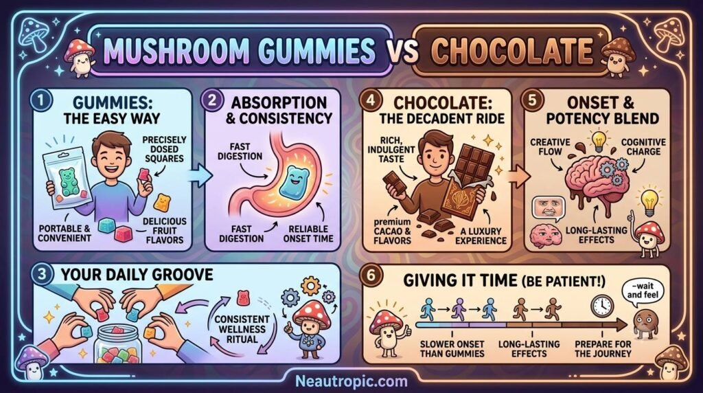 mushroom gummies vs chocolate